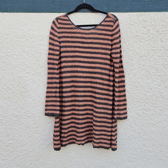 Free People gray and peach Counting Stripes swing tunic medium - Picture 1 of 5